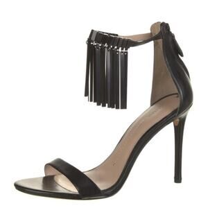 Stella Luna Black Leather Sandals with Metal Fringe Size US 8 / IT 38